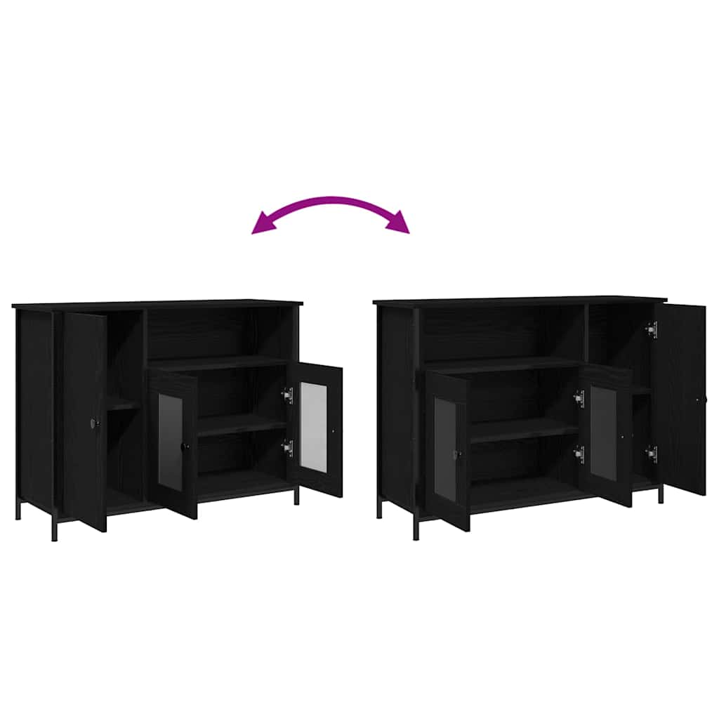 Sideboard Schwarz Eichen-Optik 100 x 35 x 75 cm