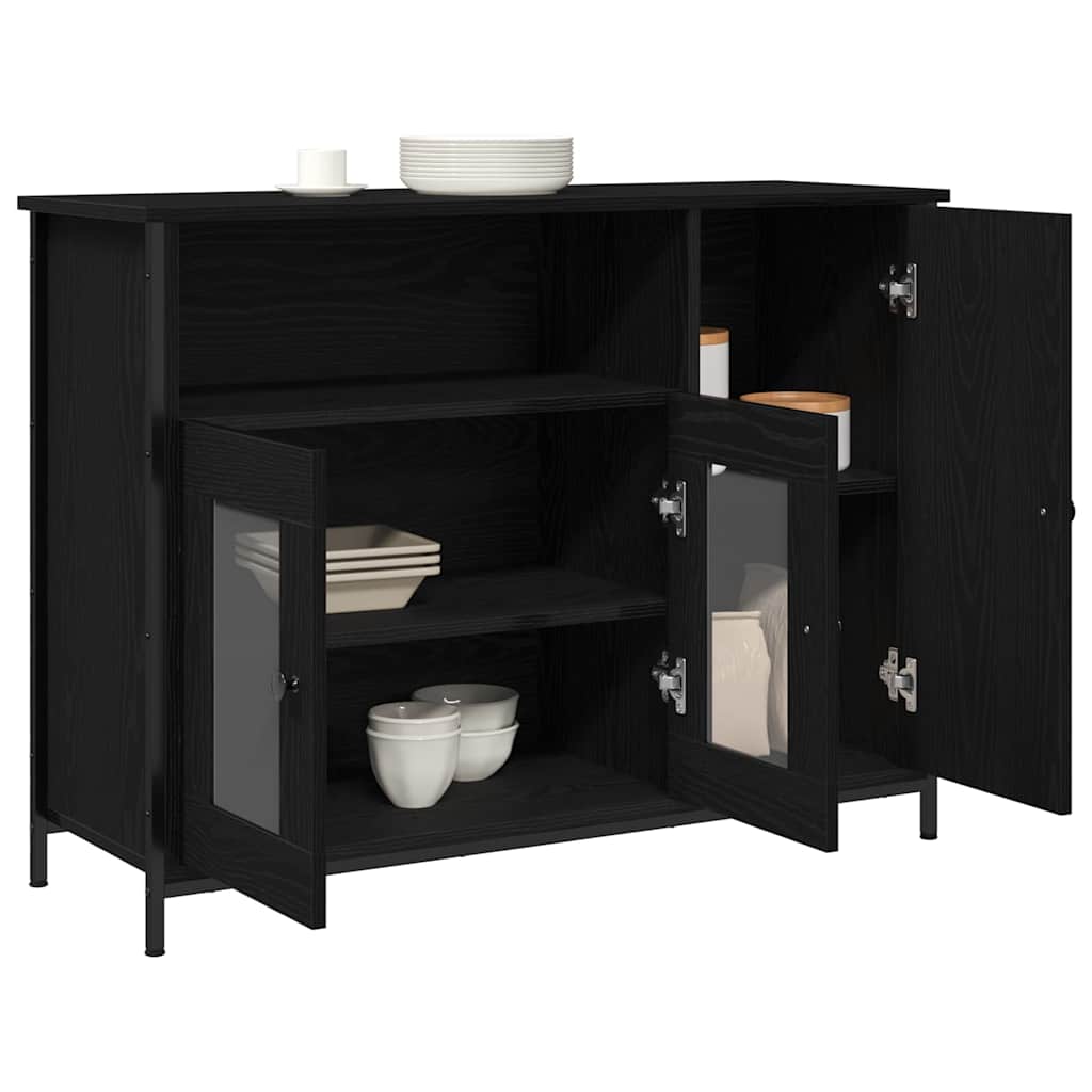 Sideboard Schwarz Eichen-Optik 100 x 35 x 75 cm