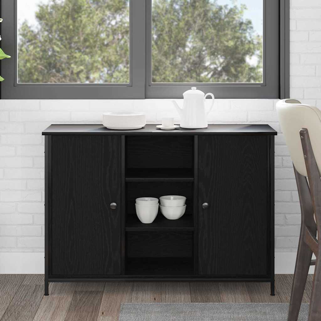 Sideboard Schwarz Eichen-Optik 100 x 35 x 70 cm