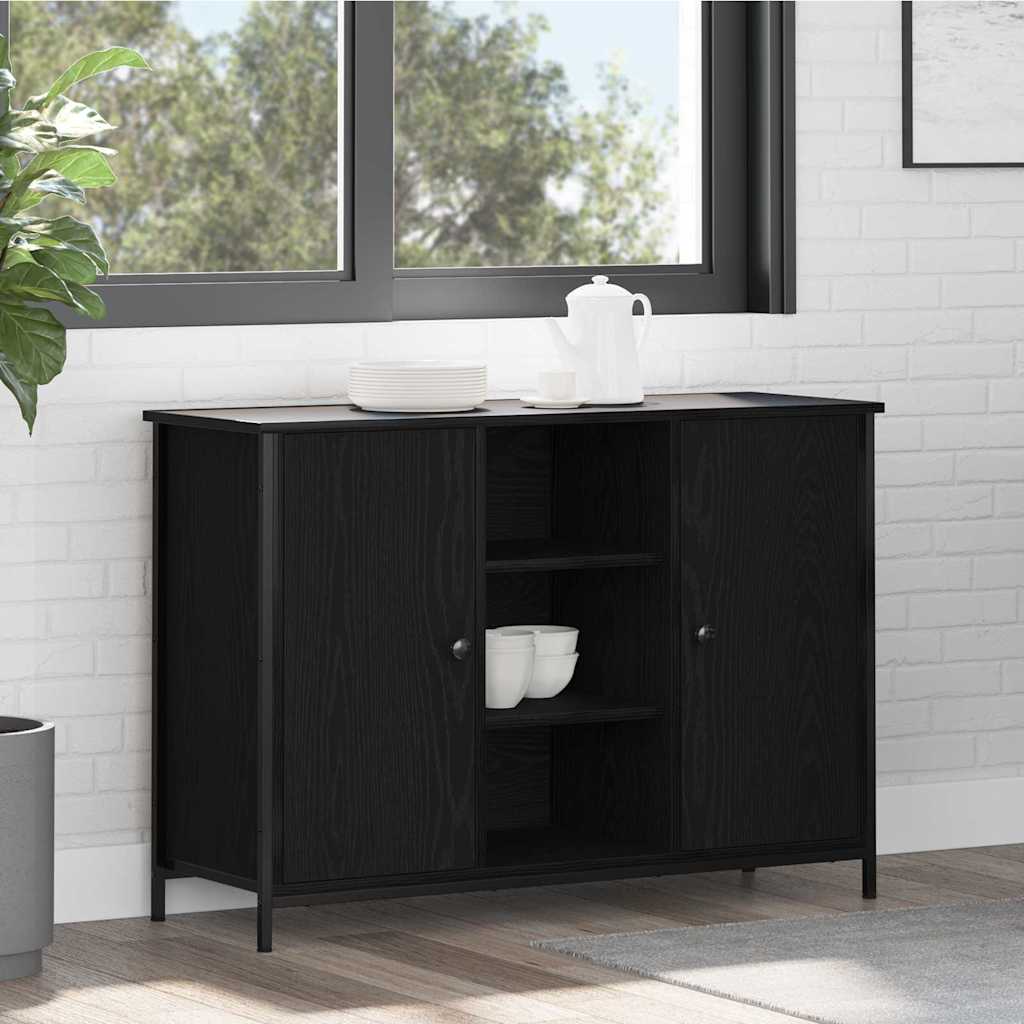 Sideboard Schwarz Eichen-Optik 100 x 35 x 70 cm