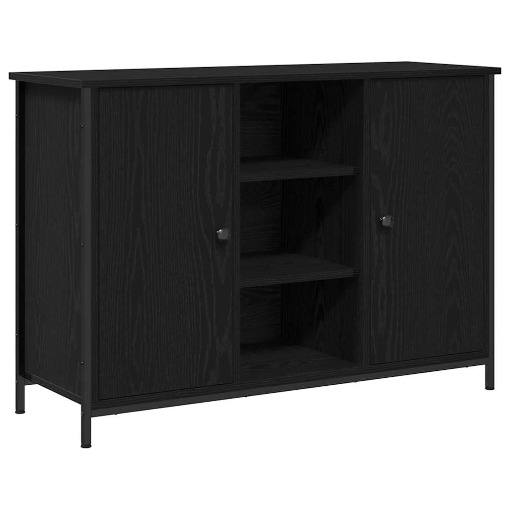 Sideboard Schwarz Eichen-Optik 100 x 35 x 70 cm