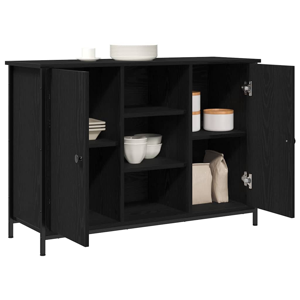 Sideboard Schwarz Eichen-Optik 100 x 35 x 70 cm