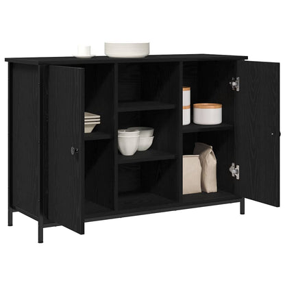 Sideboard Schwarz Eichen-Optik 100 x 35 x 70 cm