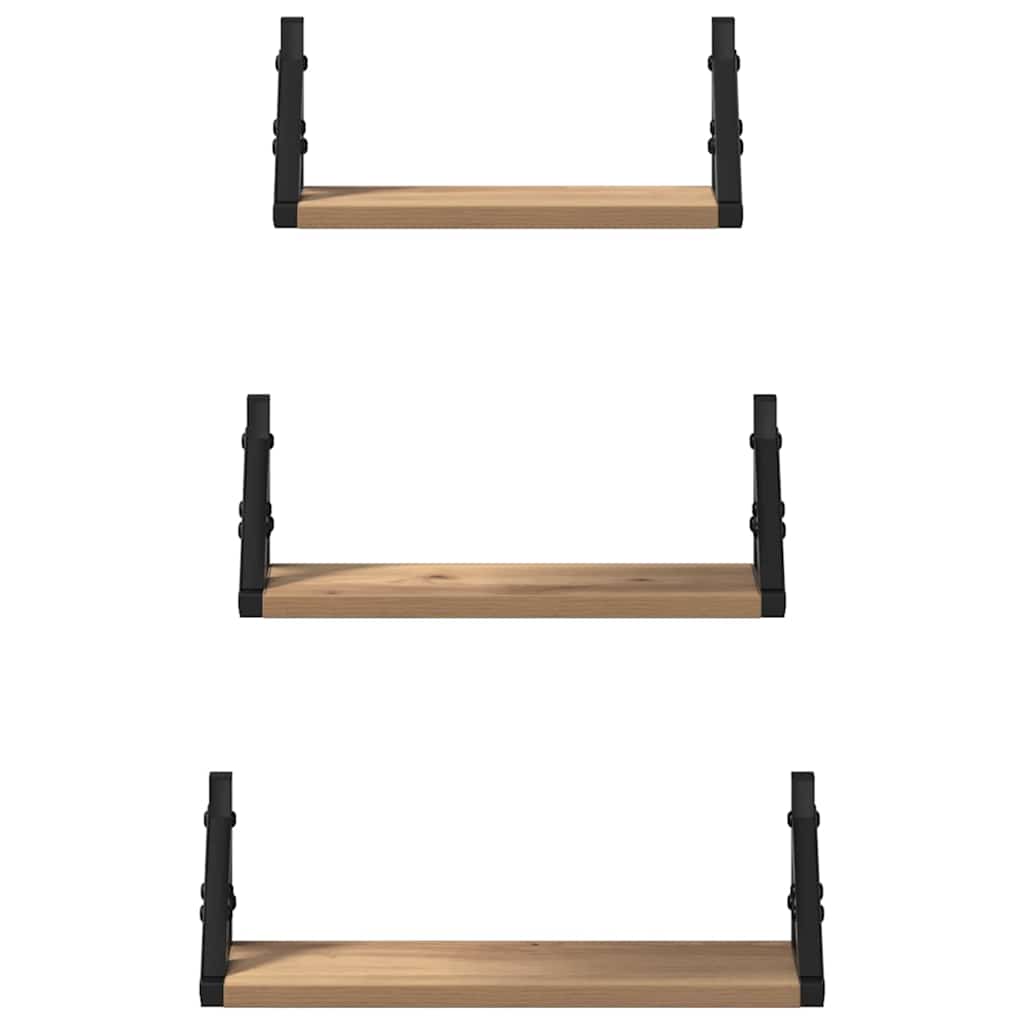 Wandregal-Set 3 pcs Artisan-Eiche 37 x 12 x 13 cm Holzwerkstoff