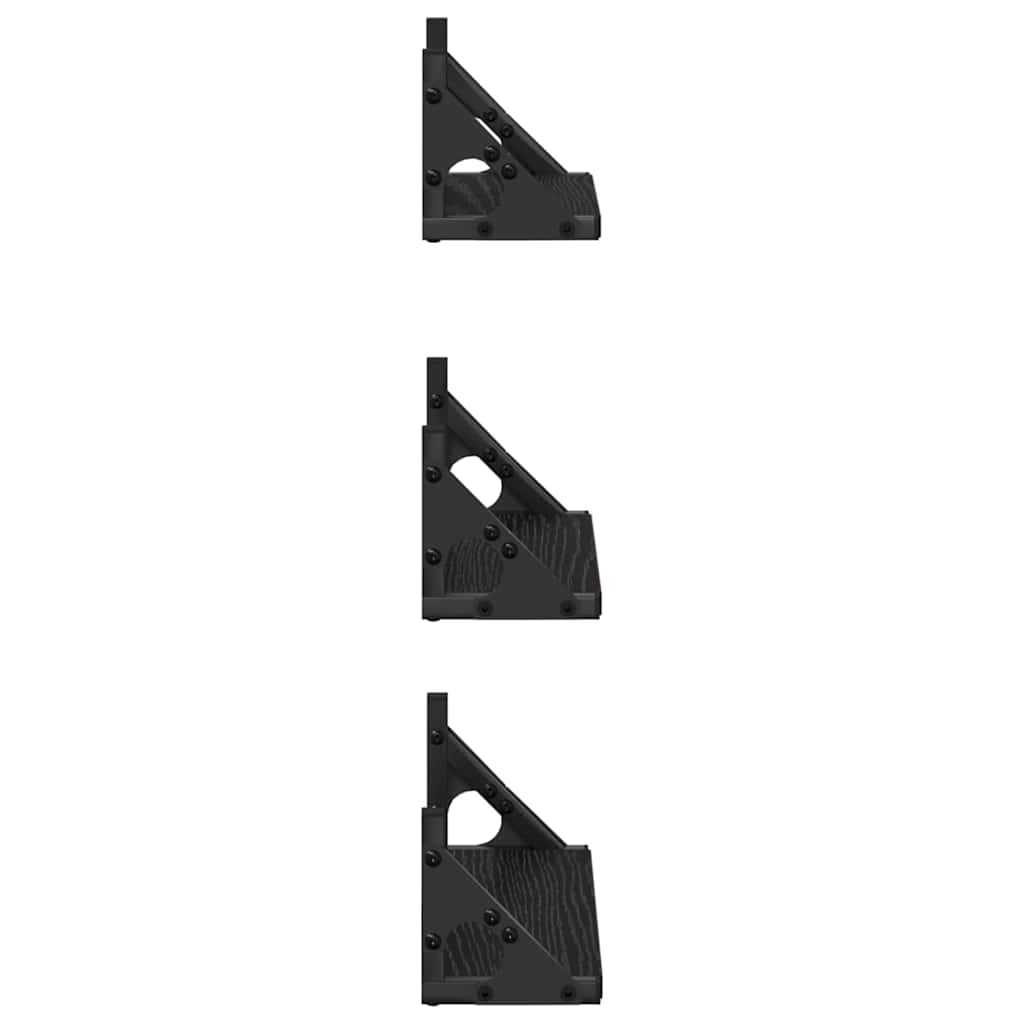 Wandregal-Set 3 pcs Schwarz Eichen-Optik 37 x 12 x 13 cm
