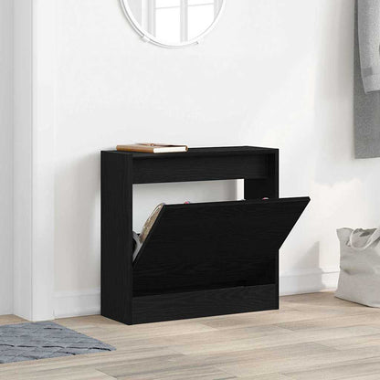 Schuhschrank 60 x 21 x 57 cm Holzwerkstoff Schwarz Eichen-Optik