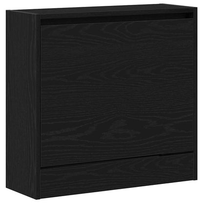 Schuhschrank 60 x 21 x 57 cm Holzwerkstoff Schwarz Eichen-Optik