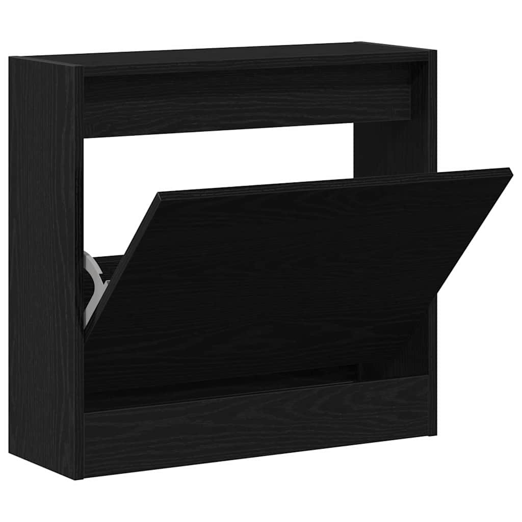 Schuhschrank Schwarz Eichen-Optik 60 x 21 x 57 cm Holzwerkstoff