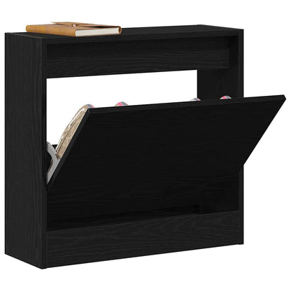 Schuhschrank 60 x 21 x 57 cm Holzwerkstoff Schwarz Eichen-Optik