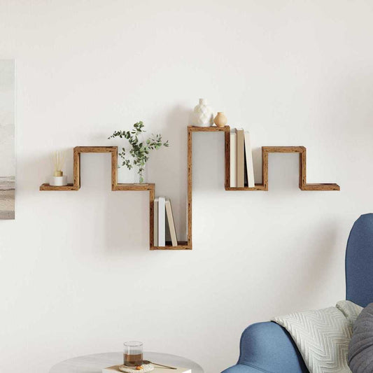 Wandregal mit Regal Altholz 104.5 x 10 x 43 cm Holzwerkstoff