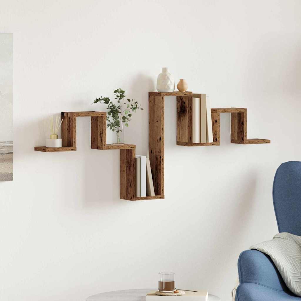 Wandregal mit Regal Altholz 104.5 x 10 x 43 cm Holzwerkstoff