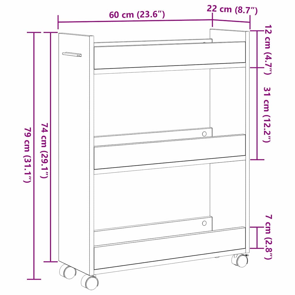Schrank 60 x 22 x 79 cm Artisan-Eiche