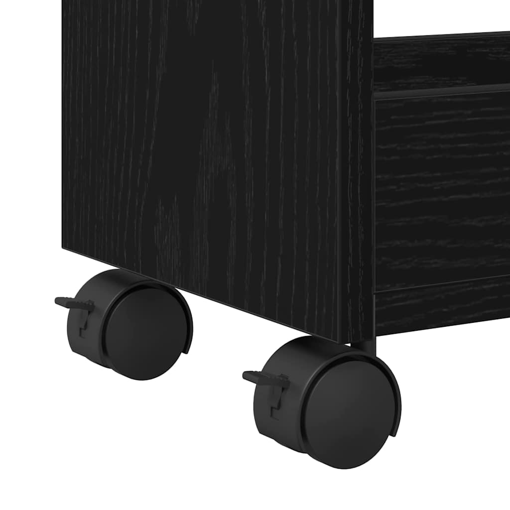Schrank Mit Rad Schwarz Eichen-Optik 60 x 22 x 79 cm