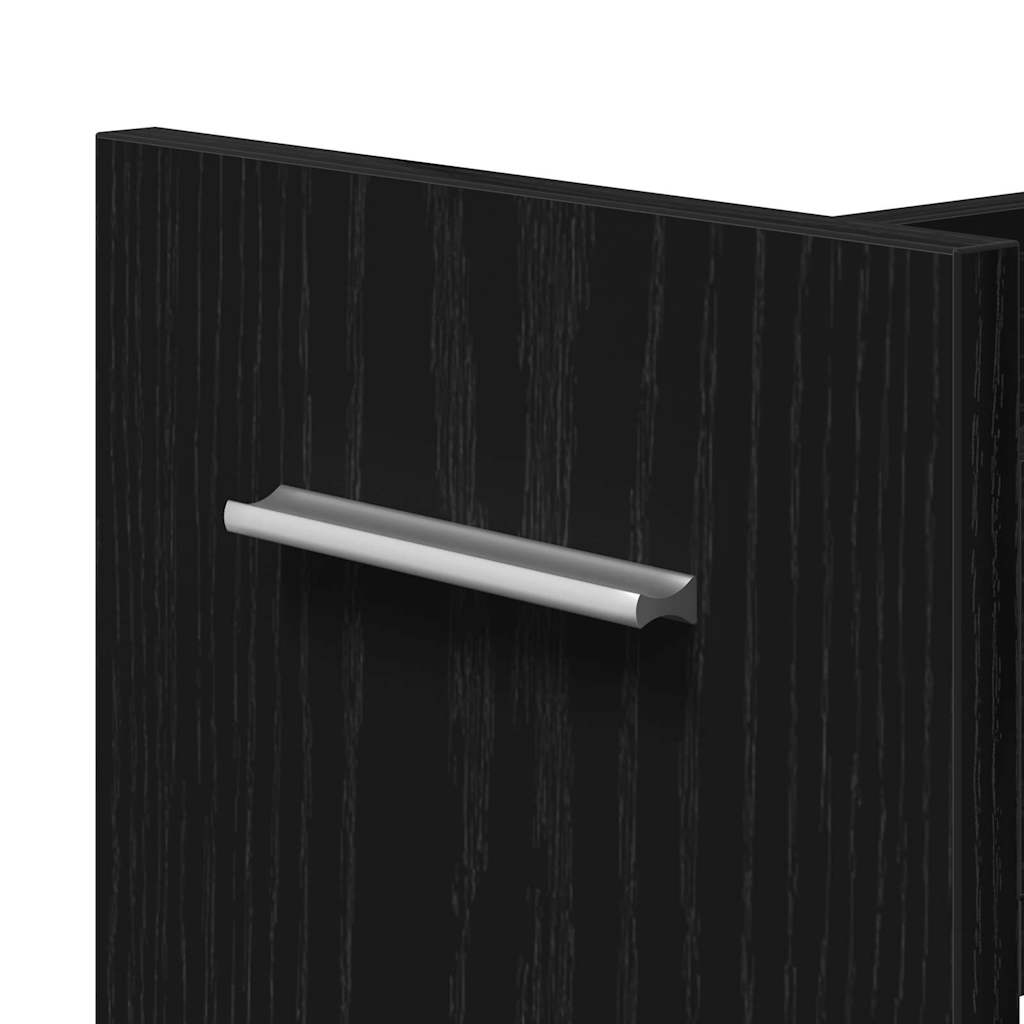 Schrank Mit Rad Schwarz Eichen-Optik 60 x 22 x 79 cm