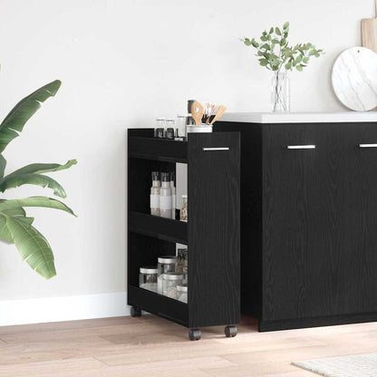 Schrank Mit Rad Schwarz Eichen-Optik 60 x 22 x 79 cm