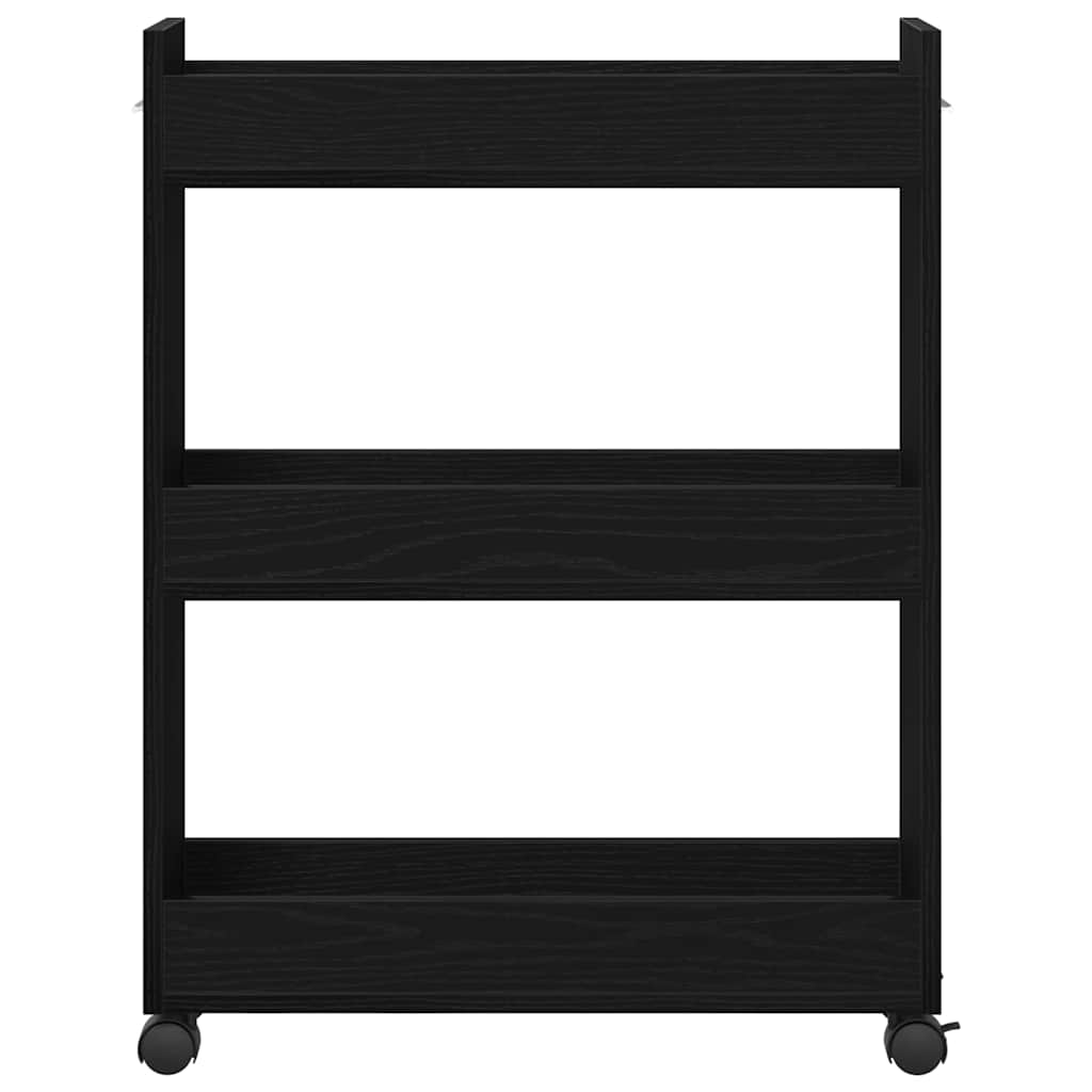 Schrank Mit Rad Schwarz Eichen-Optik 60 x 22 x 79 cm