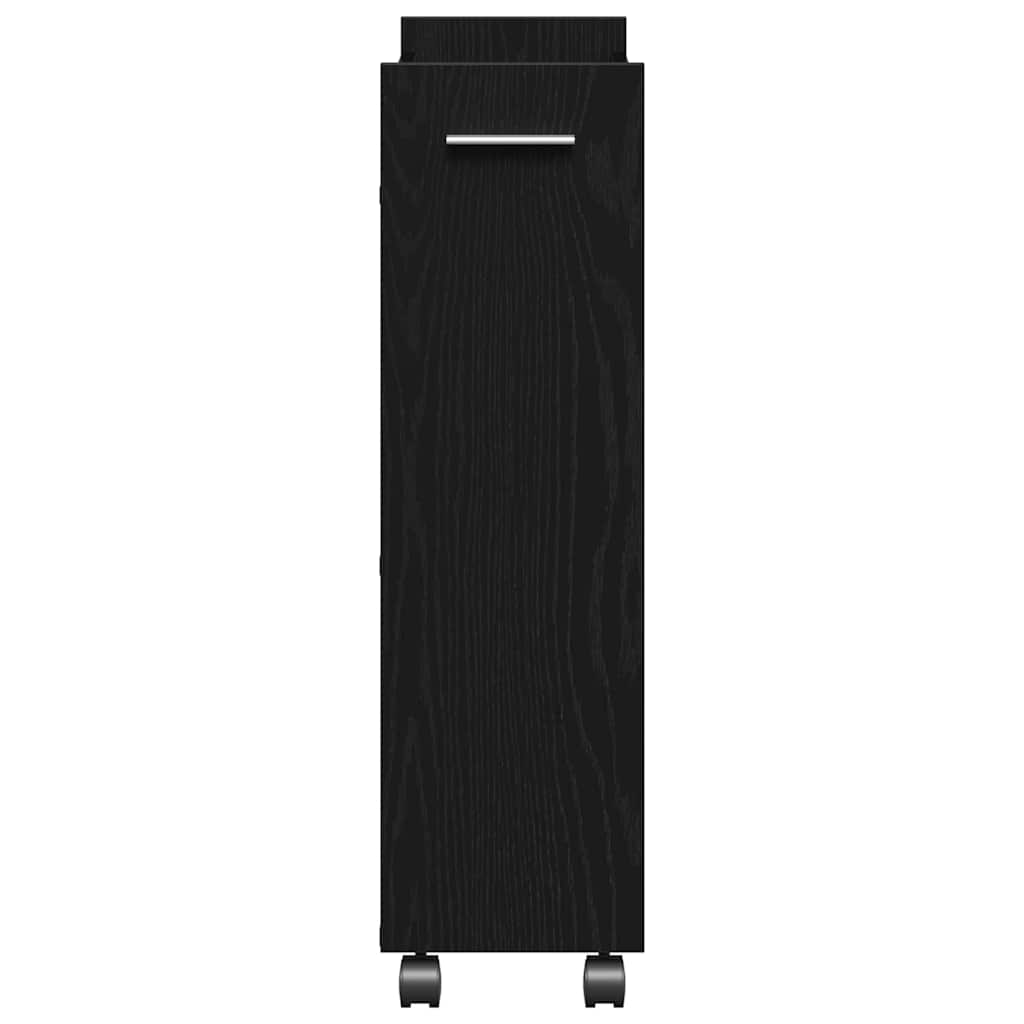 Schrank Mit Rad Schwarz Eichen-Optik 60 x 22 x 79 cm