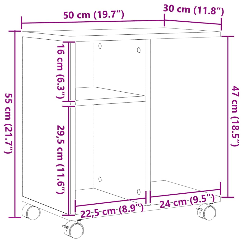 Beistelltisch mit Regal Altholz 50 x 30 x 55 cm Holzwerkstoff