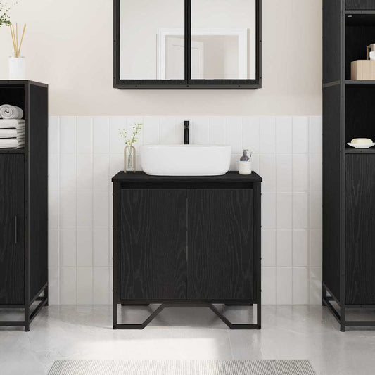 Meuble vasque Chêne Noir 60x35x60 cm Bois plaqué