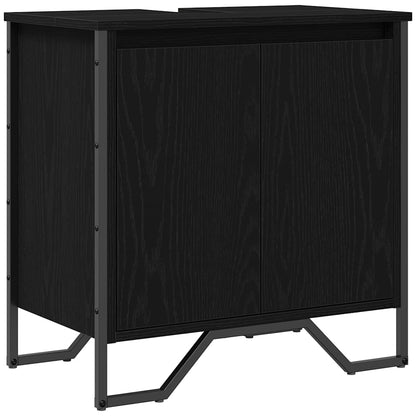 Waschbeckenschrank Schwarz Eichen-Optik 60 x 35 x 60 cm