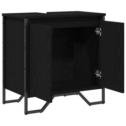 Waschbeckenschrank Schwarz Eichen-Optik 60 x 35 x 60 cm