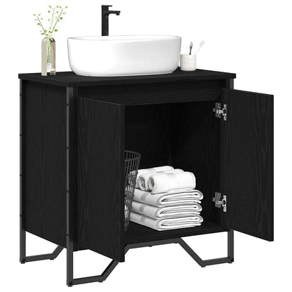 Waschbeckenschrank Schwarz Eichen-Optik 60 x 35 x 60 cm