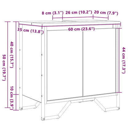 Waschbeckenschrank Schwarz Eichen-Optik 60 x 35 x 60 cm