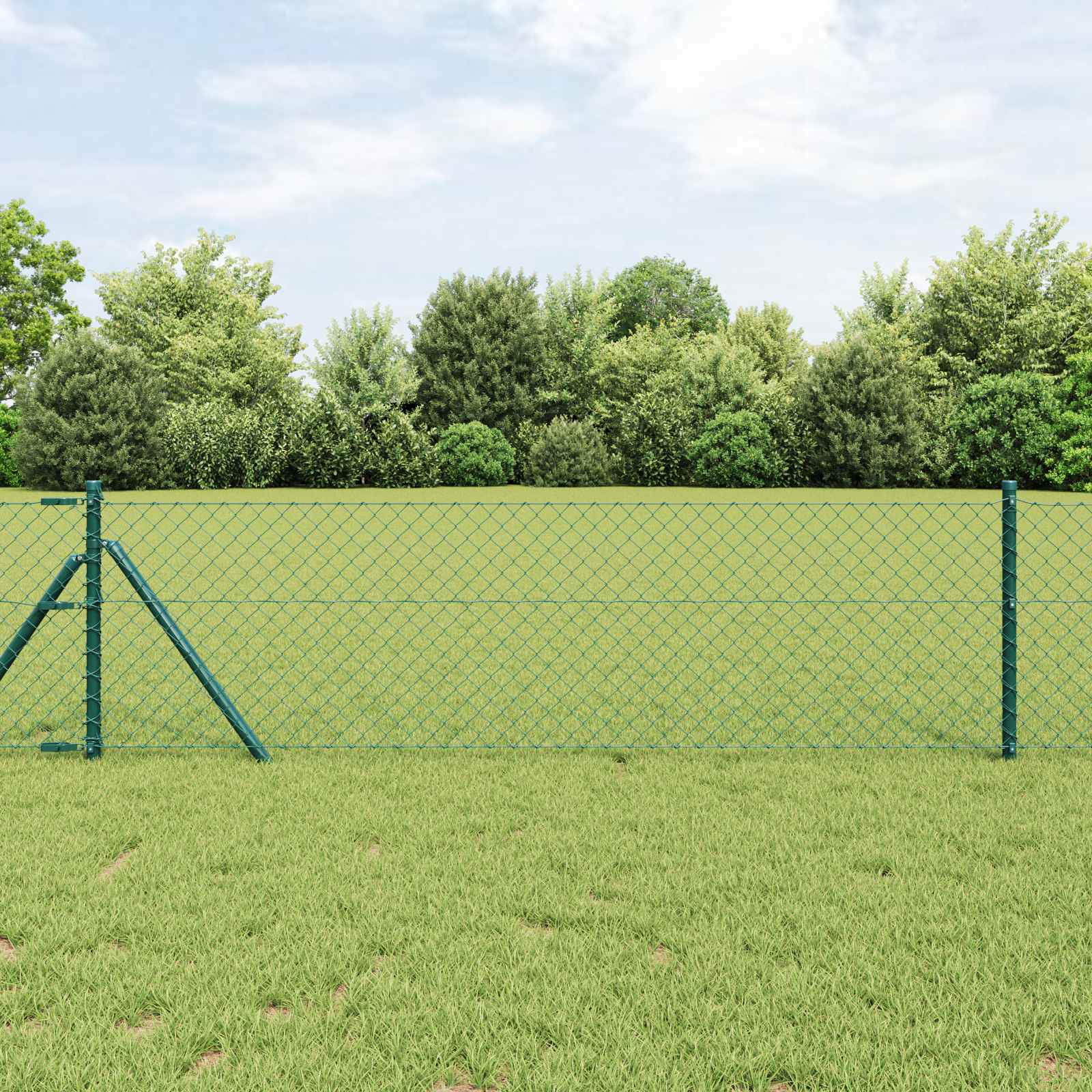 Maschendrahtzaun 10 x 0,8 m Stahl Grün