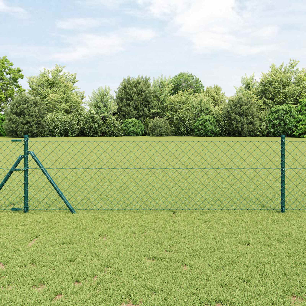 Maschendrahtzaun 25 x 0,4 m Stahl Grün