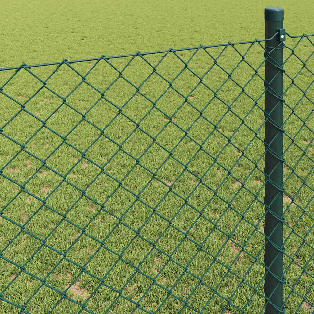 Kettenzaun 25 x 1,6 m Stahl Grün