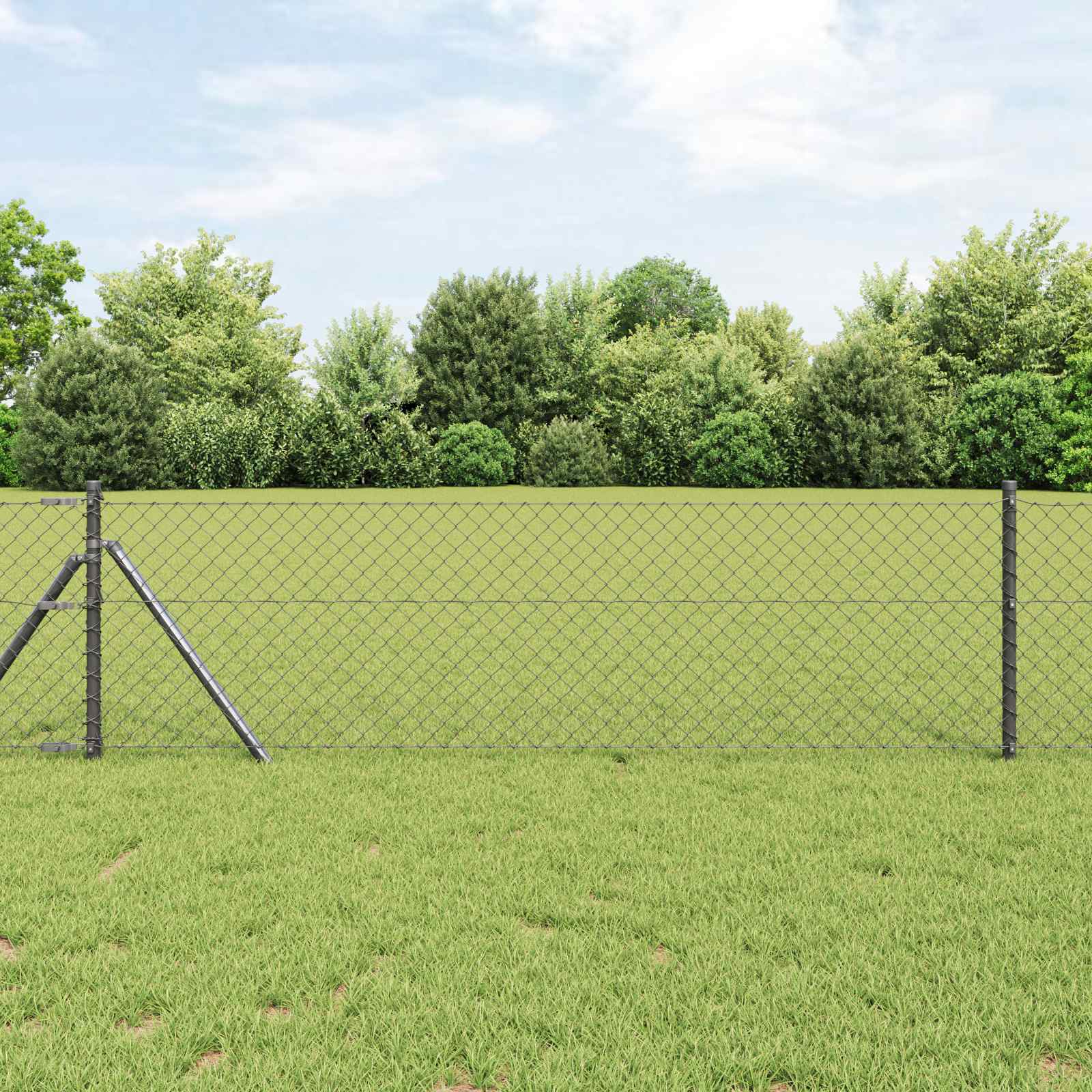 Kettenzaun 10 x 0,6 m Stahl Grau