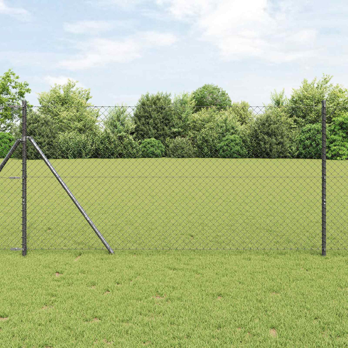 Kettenzaun 10 x 1,2 m Stahl Grau