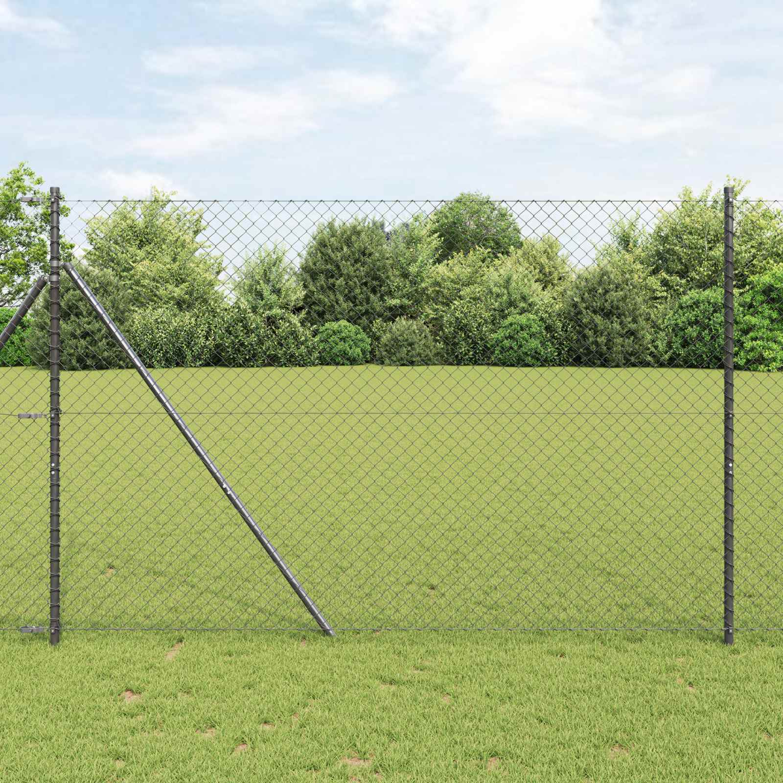 Kettenzaun 10 x 1,6 m Stahl Grau