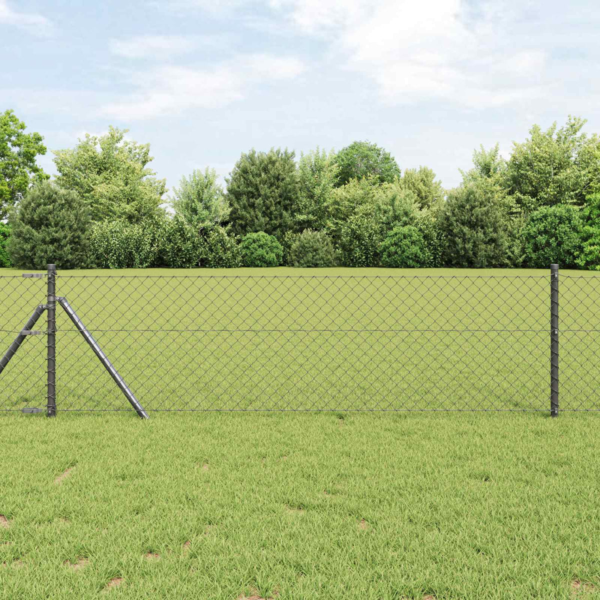 Kettenzaun 25 x 0,6 m Stahl Grau