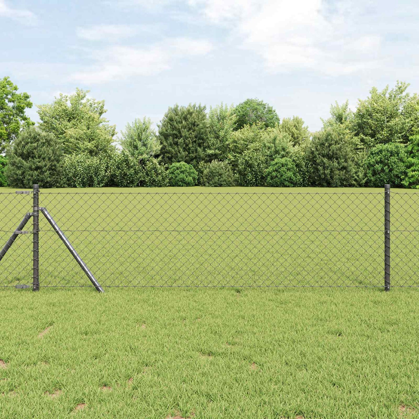Kettenzaun 25 x 0,6 m Stahl Grau