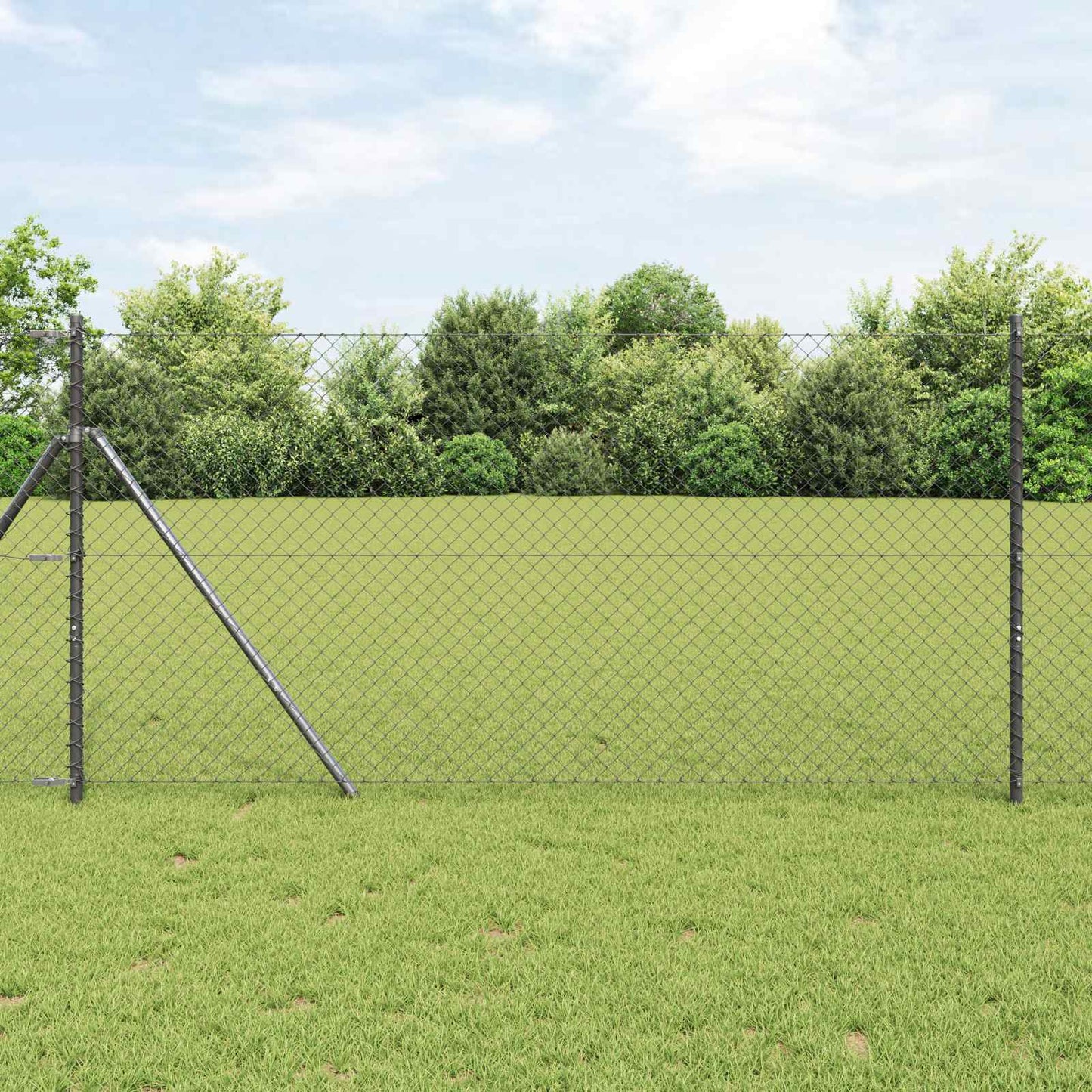 Kettenzaun 25 x 1,4 m Stahl Grau