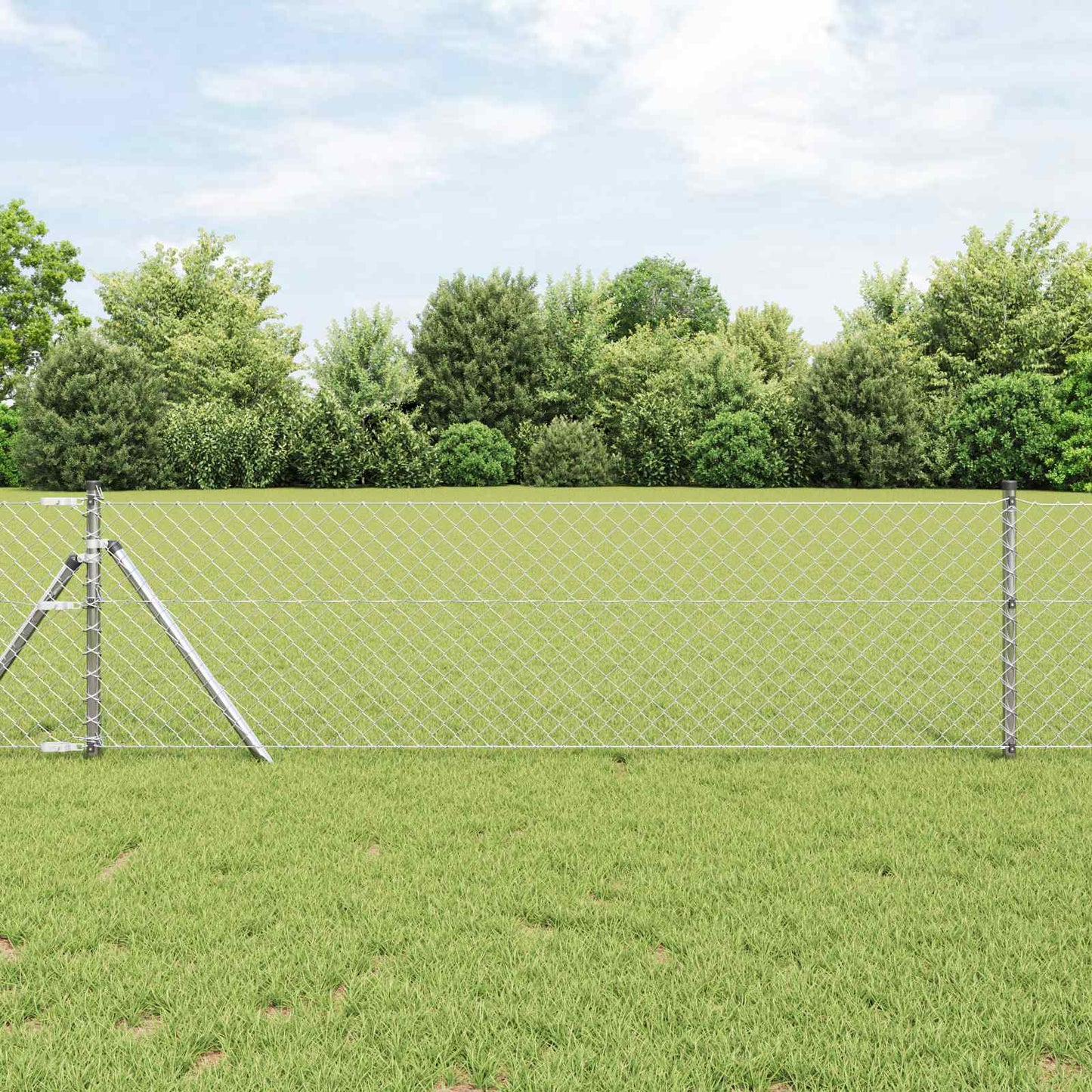 Kettenzaun 10 x 0,4 m Verzinkter Stahl Silber