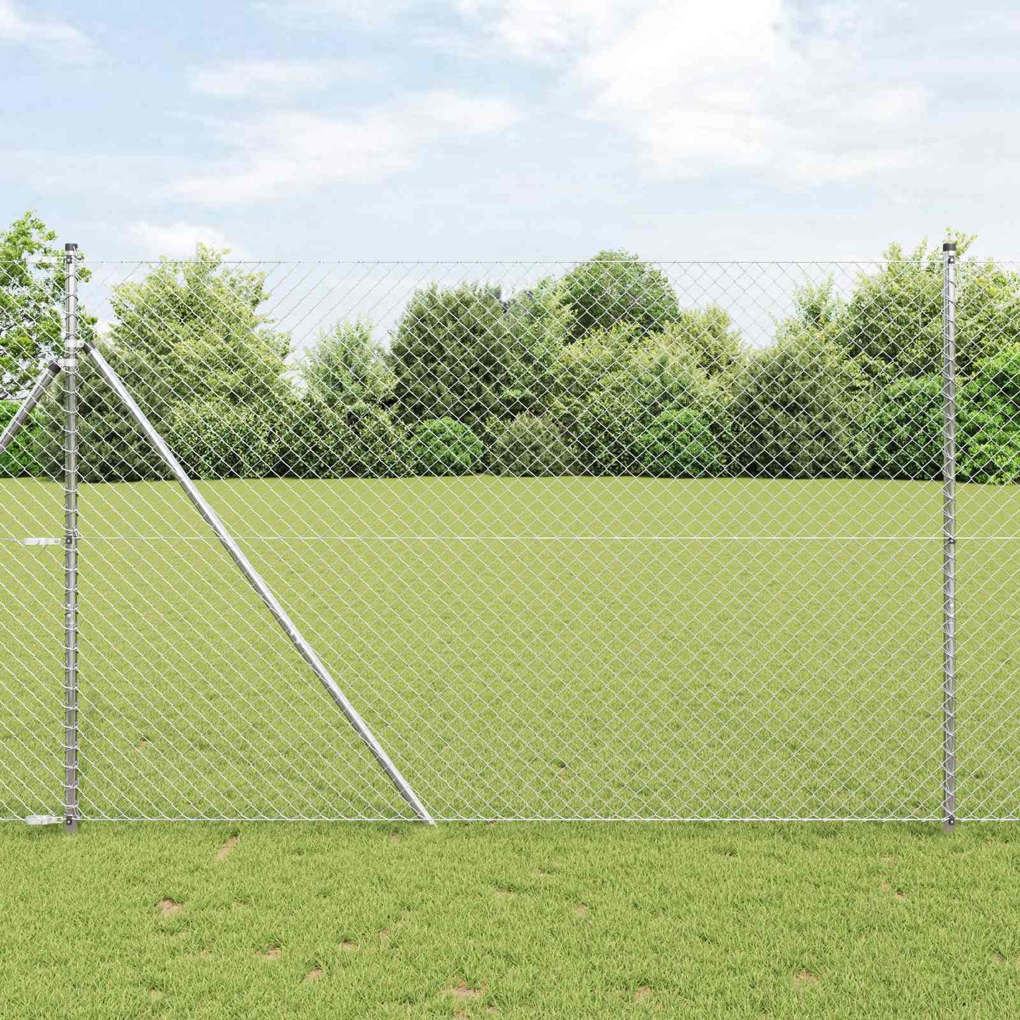 Kettenzaun 10 x 1,5 m Verzinkter Stahl Silber