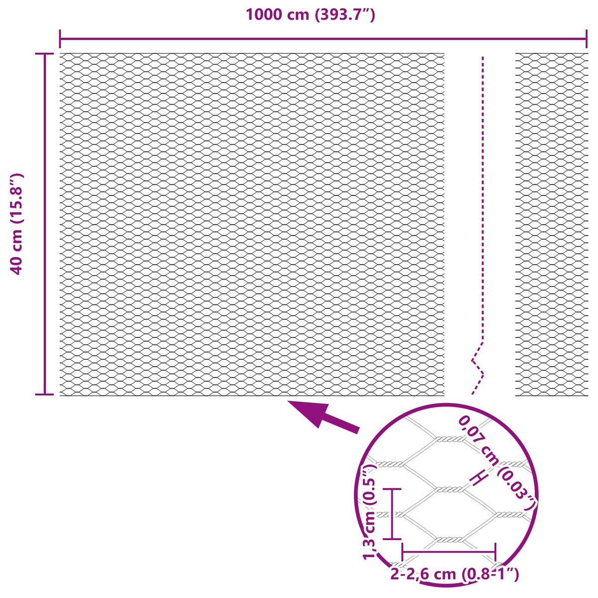 Sechseckgeflechtzaun 0,4 x 10 m PVC Grün
