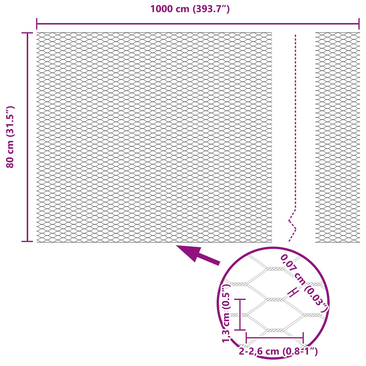 Sechseckgeflechtzaun 0,8 x 10 m PVC Grün