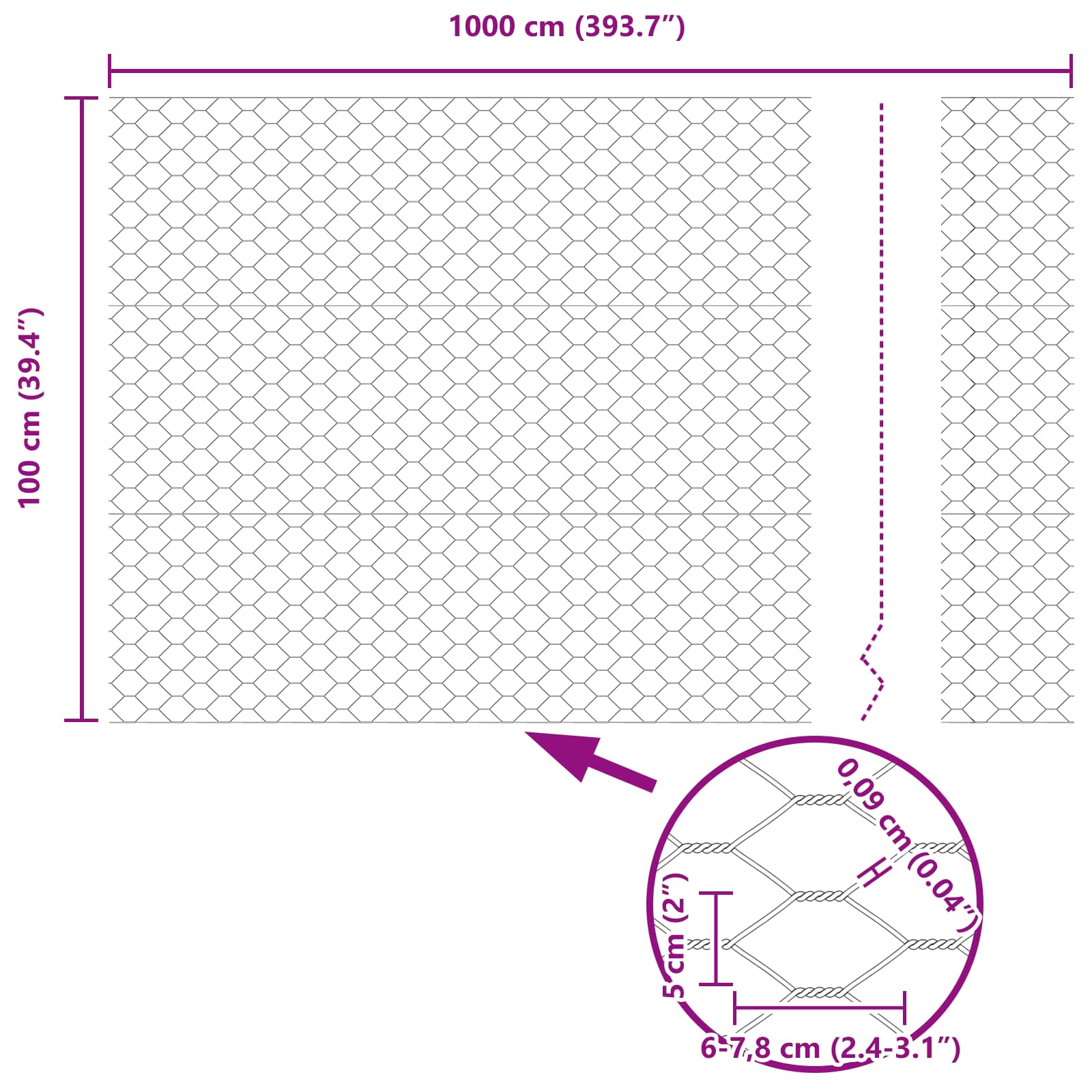 Hexagonzaun Grün 1 x 10 m PVC