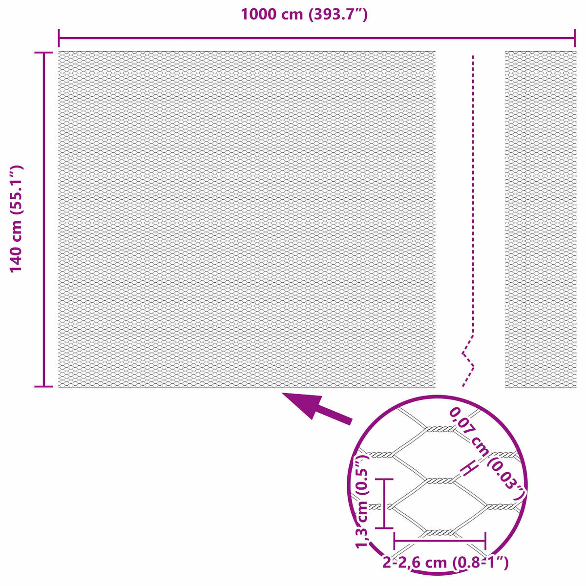 Sechseckgeflechtzaun 1,4 x 10 m PVC Grün