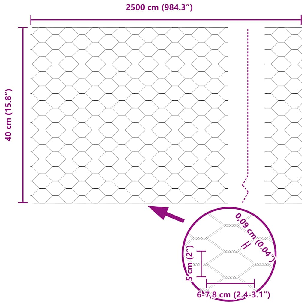 Sechseckgeflechtzaun 0,4 x 25 m PVC Grün