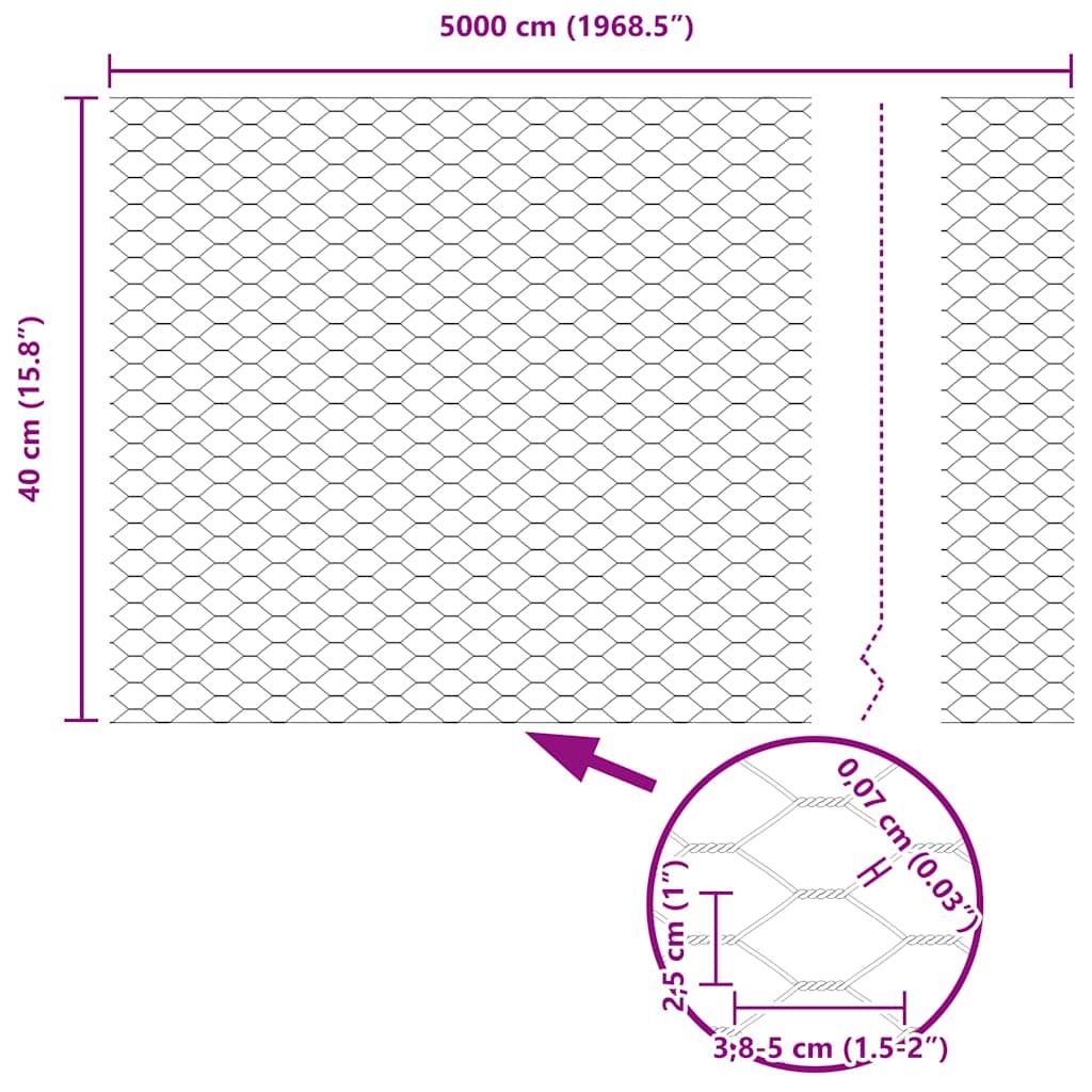 Sechseckgeflechtzaun 0,4 x 50 m PVC Grün