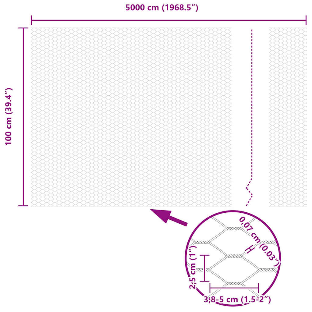 Sechseckgeflechtzaun 1 x 50 m PVC Grün