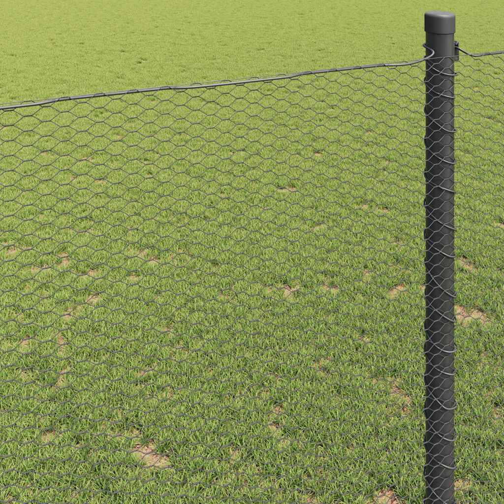 Hexagonzaun Grau 1,2 x 10 m PVC