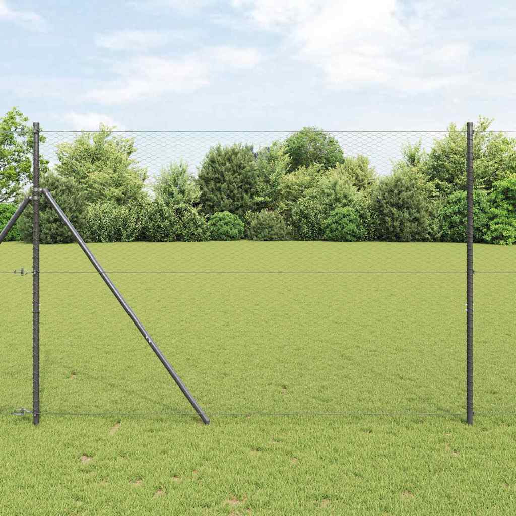 Sechseckgeflechtzaun 1,6 x 50 m PVC Grau