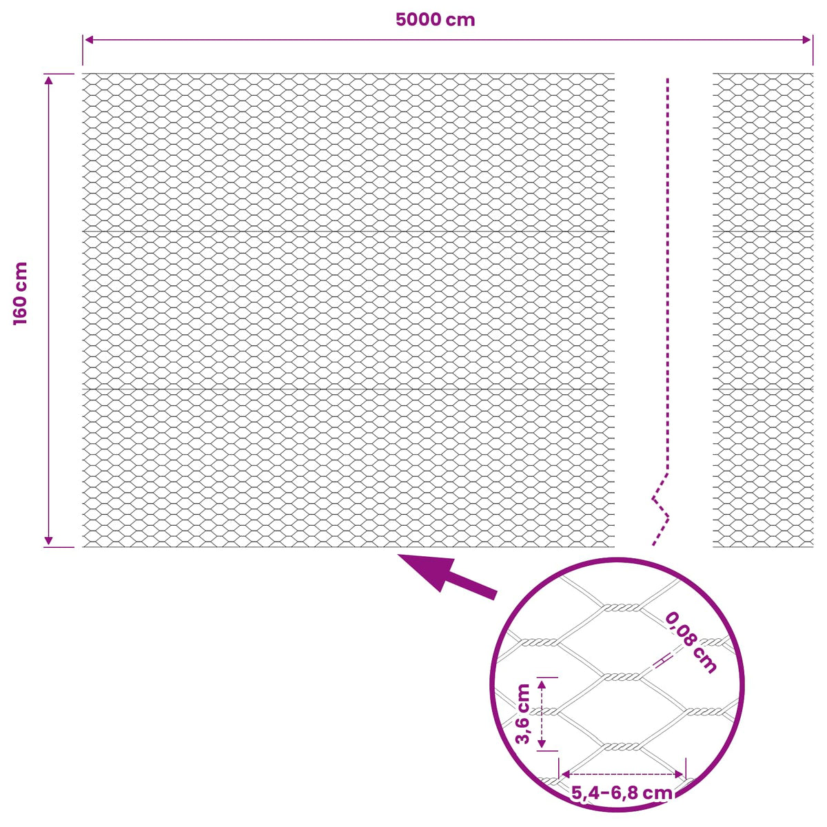 Sechseckgeflechtzaun 1,6 x 50 m PVC Grau