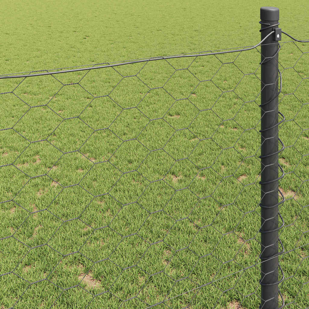 Sechseckgeflechtzaun 1,6 x 50 m PVC Grau