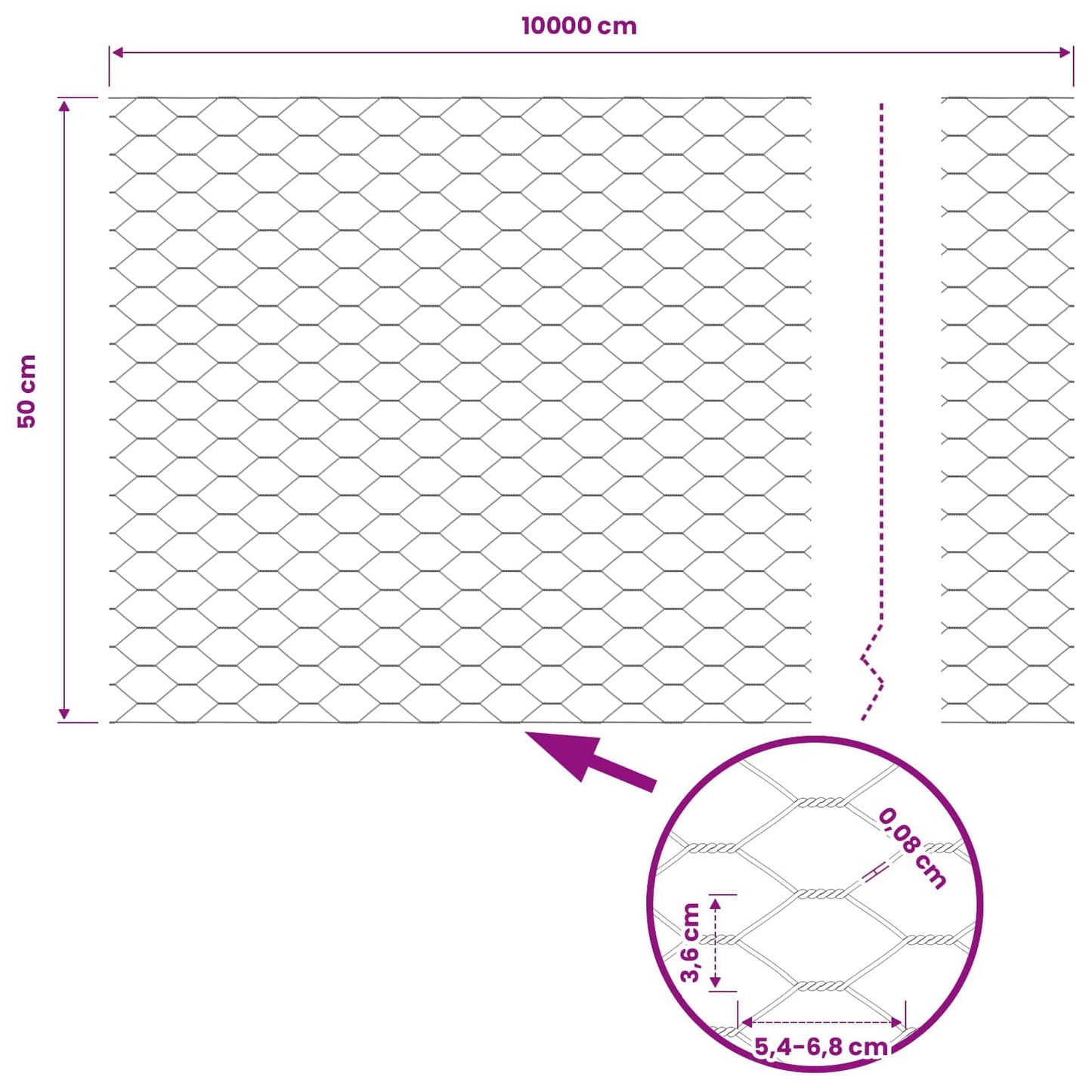 Schweißgitterzaun 0,5 x 100 m PVC Grau